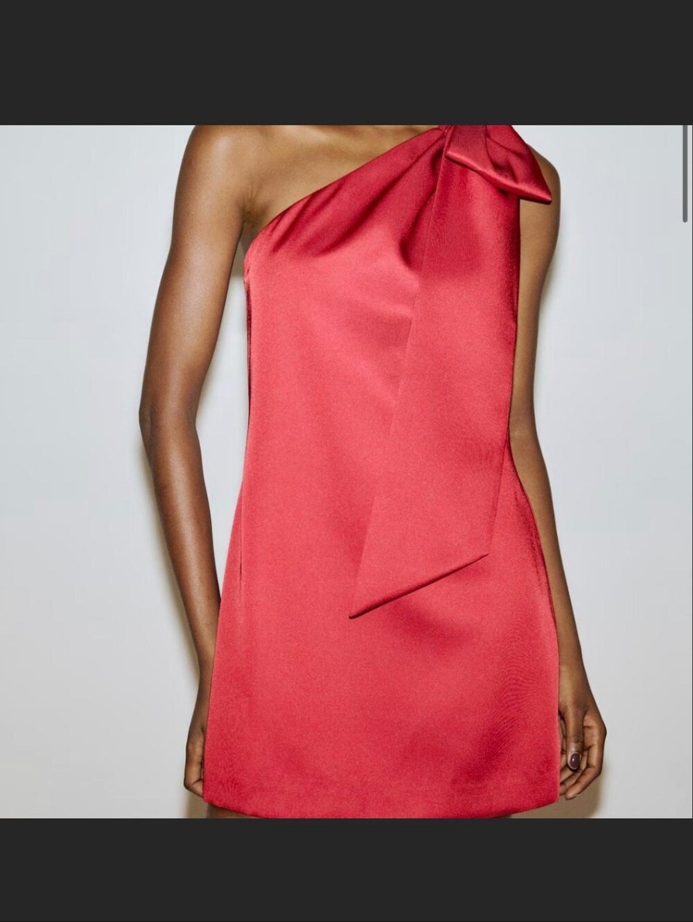 H&M One-Shoulder Coral Red Satin Mini Dress
